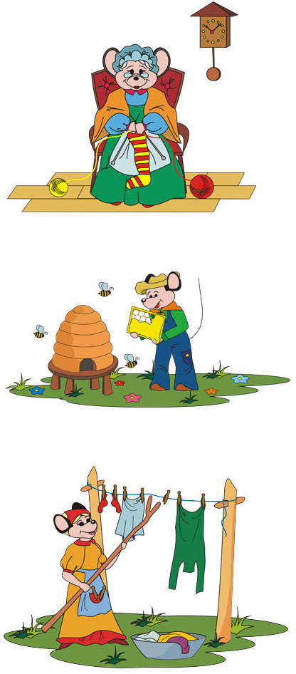 Создание тематических иллюстраций мышек-фермеров для вышивки