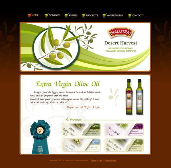 Разработка элегантного дизайна сайта для компании по производству оливковкового масла